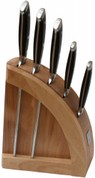Ceppo in legno con barre d’acciaio + 5 coltelli forgiati 