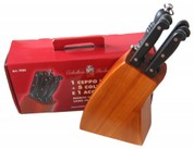 Ceppo in legno con 5 coltelli